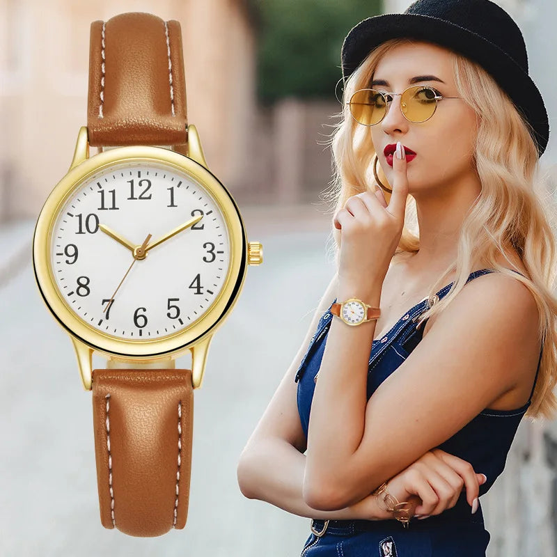 New Fashion Students Watches For Woman Luxury Wrist Watches Women Small Leather Casual Quartz Watch For Girl Gifts Reloj Mujer