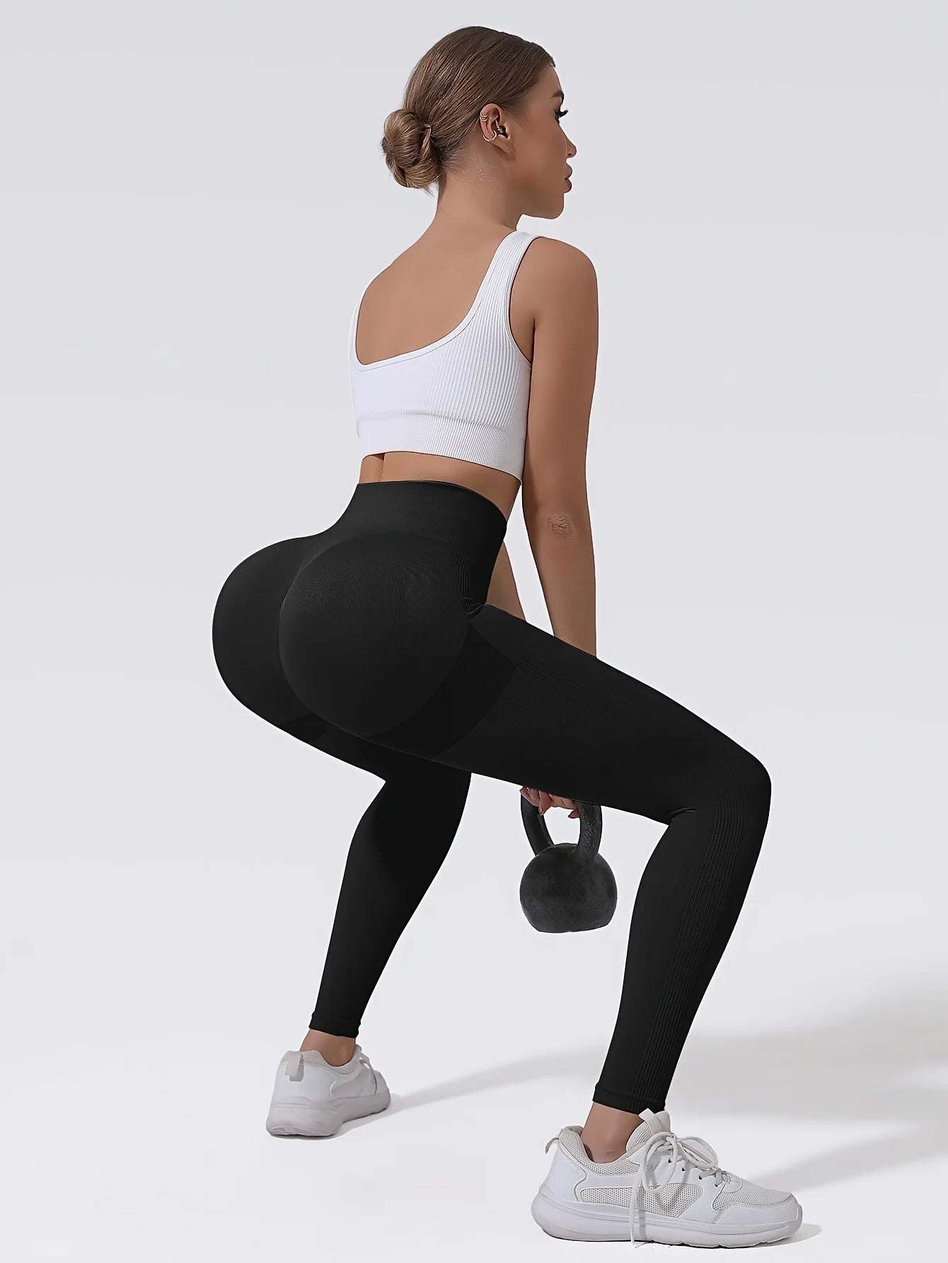 CZGUKE Women's seamless gym yoga pants high waist peach hip solid color tight fitting sports pants yoga cycling sports pants