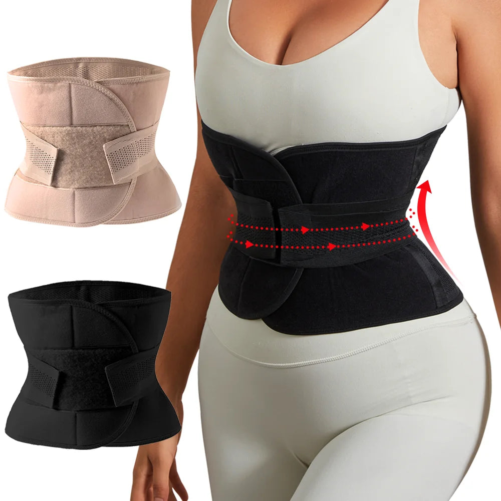 Women Waist Support Belt Wrap Waist Trainer Adjustable Belly Trimmer Girdles Fitness Workout Corsets Tummy Control Bands Sheath
