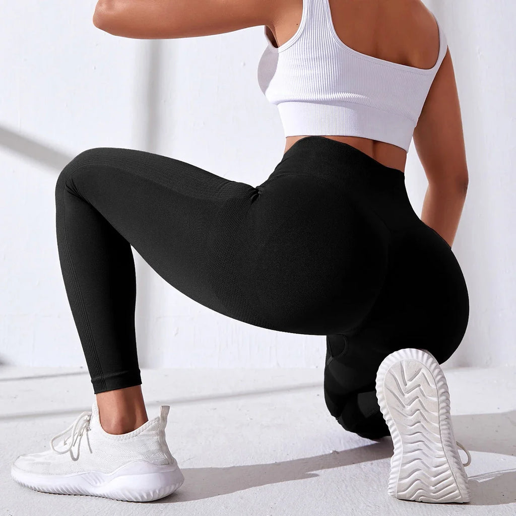CZGUKE Women's seamless gym yoga pants high waist peach hip solid color tight fitting sports pants yoga cycling sports pants